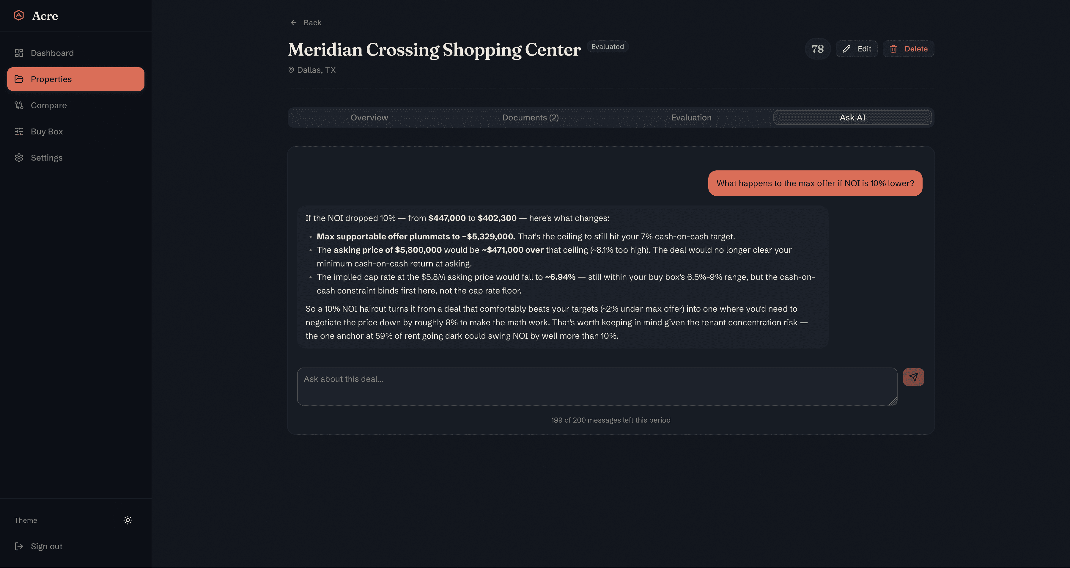 AI chat on a commercial property with tool verified answers