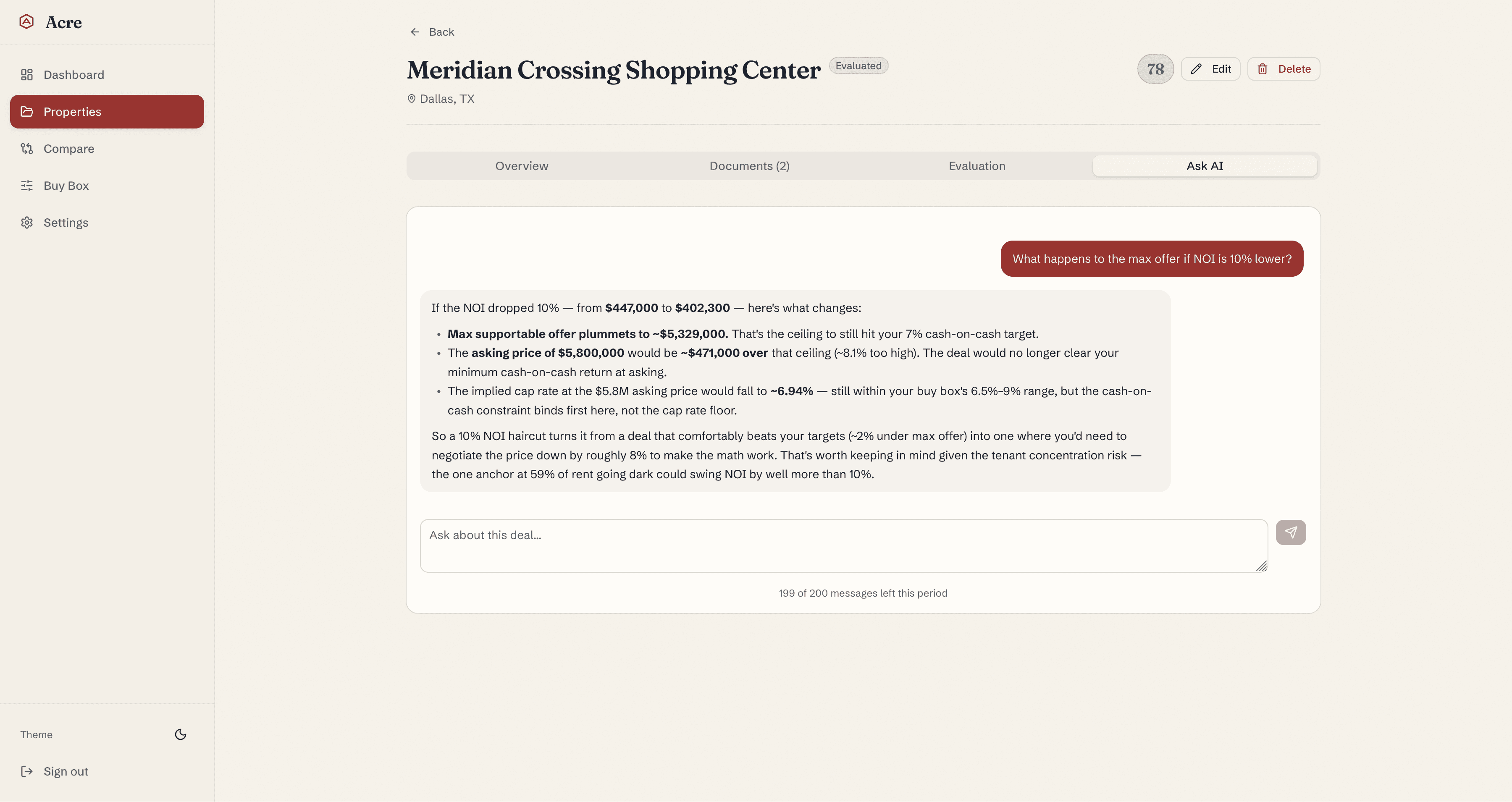 AI chat on a commercial property with tool verified answers